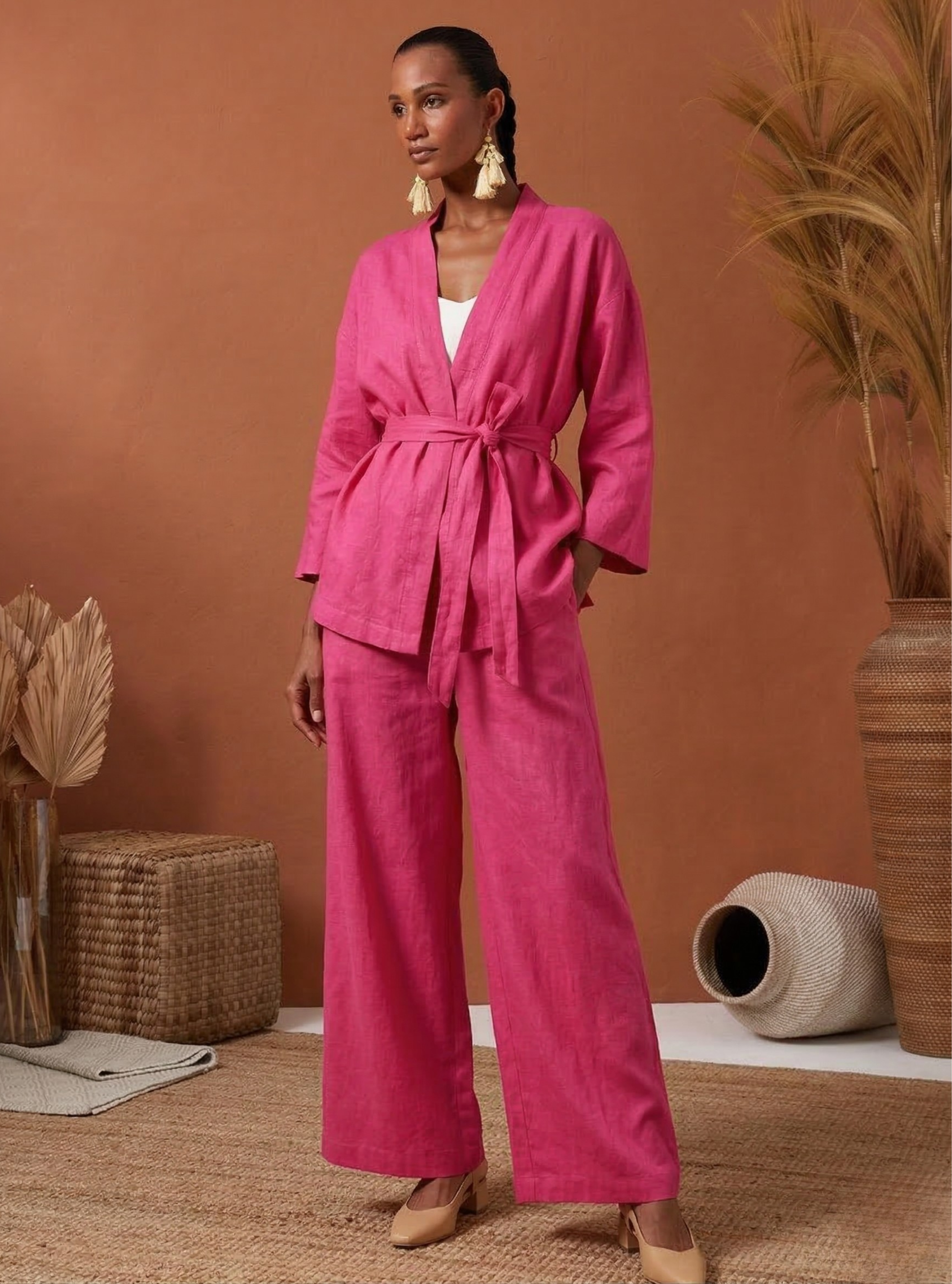 Kimono & Trouser Set Pink - Store WF